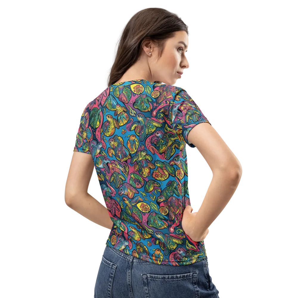 Coral Carousel on Women's Crew Neck T-Shirt — Back