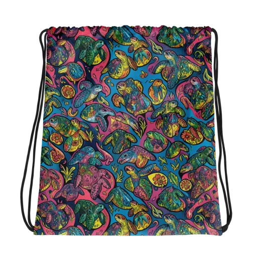 Coral Carousel on a Drawstring Bag