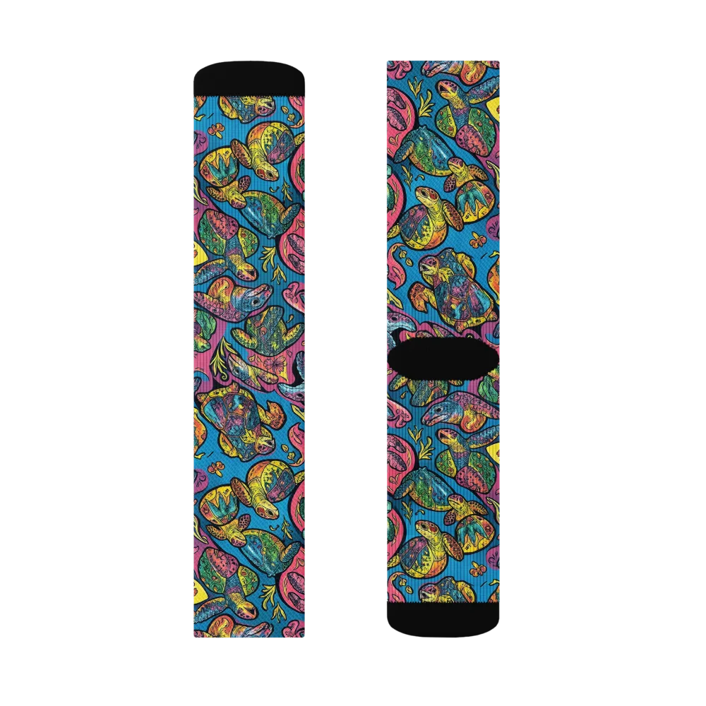 Coral Carousel on Socks — Right Sock