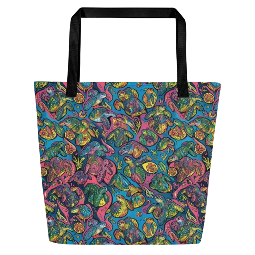 Coral Carousel on a Large Tote Bag W/ Pocket