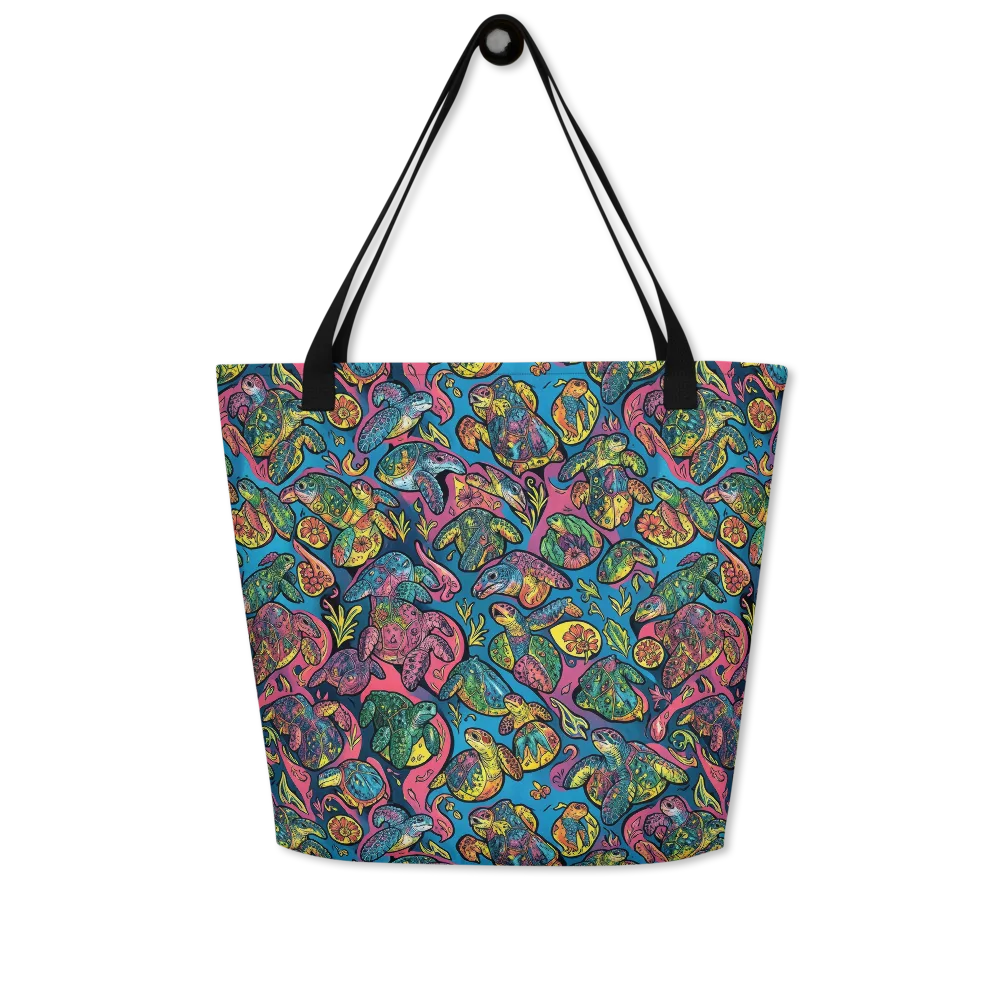 Coral Carousel on Large Tote Bag W/ Pocket — Front