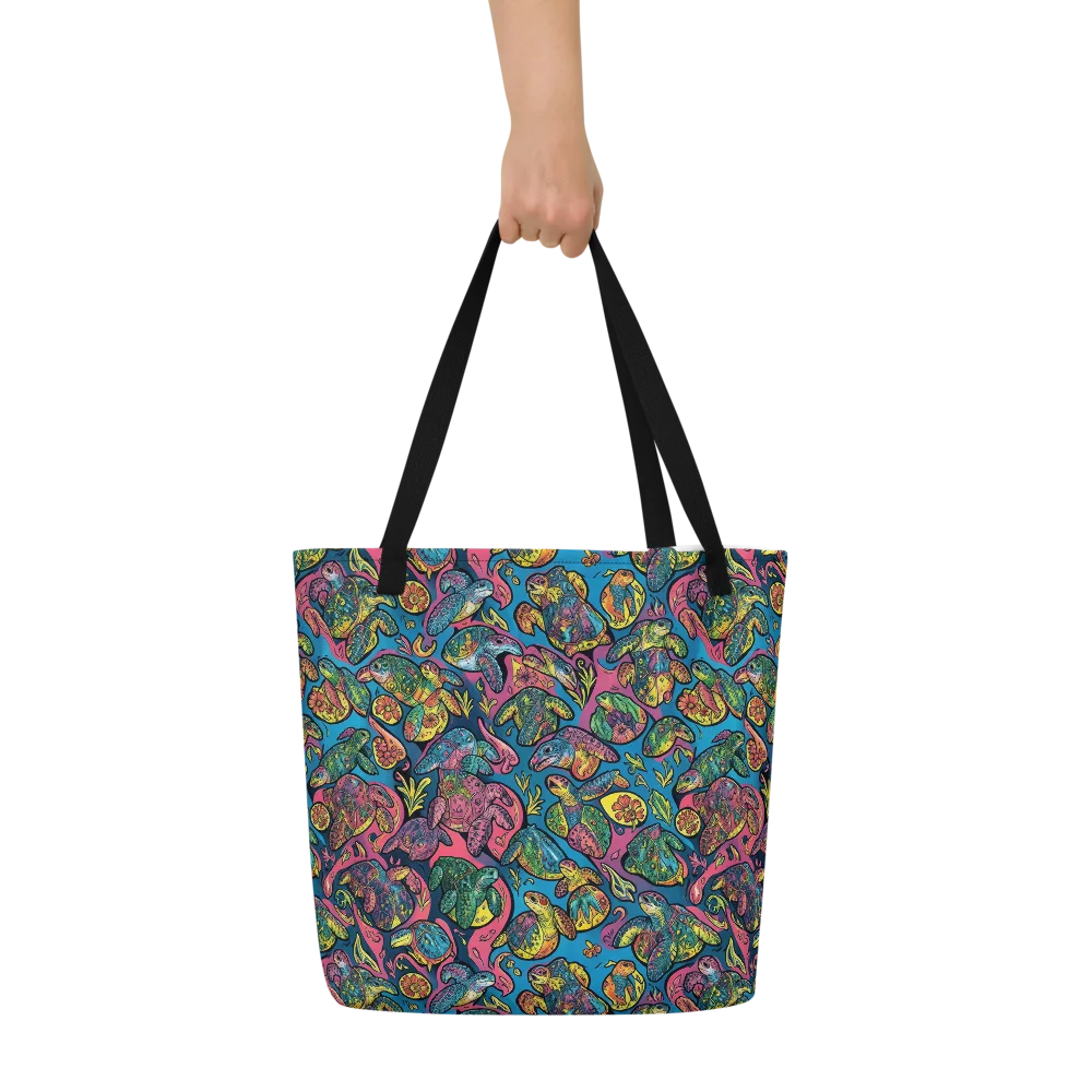 Coral Carousel on Large Tote Bag W/ Pocket — Front