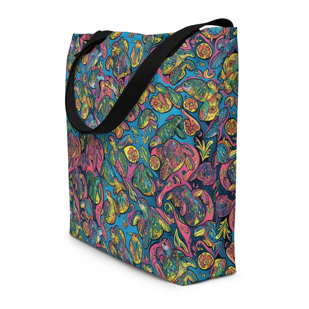 Coral Carousel on Large Tote Bag W/ Pocket — Front