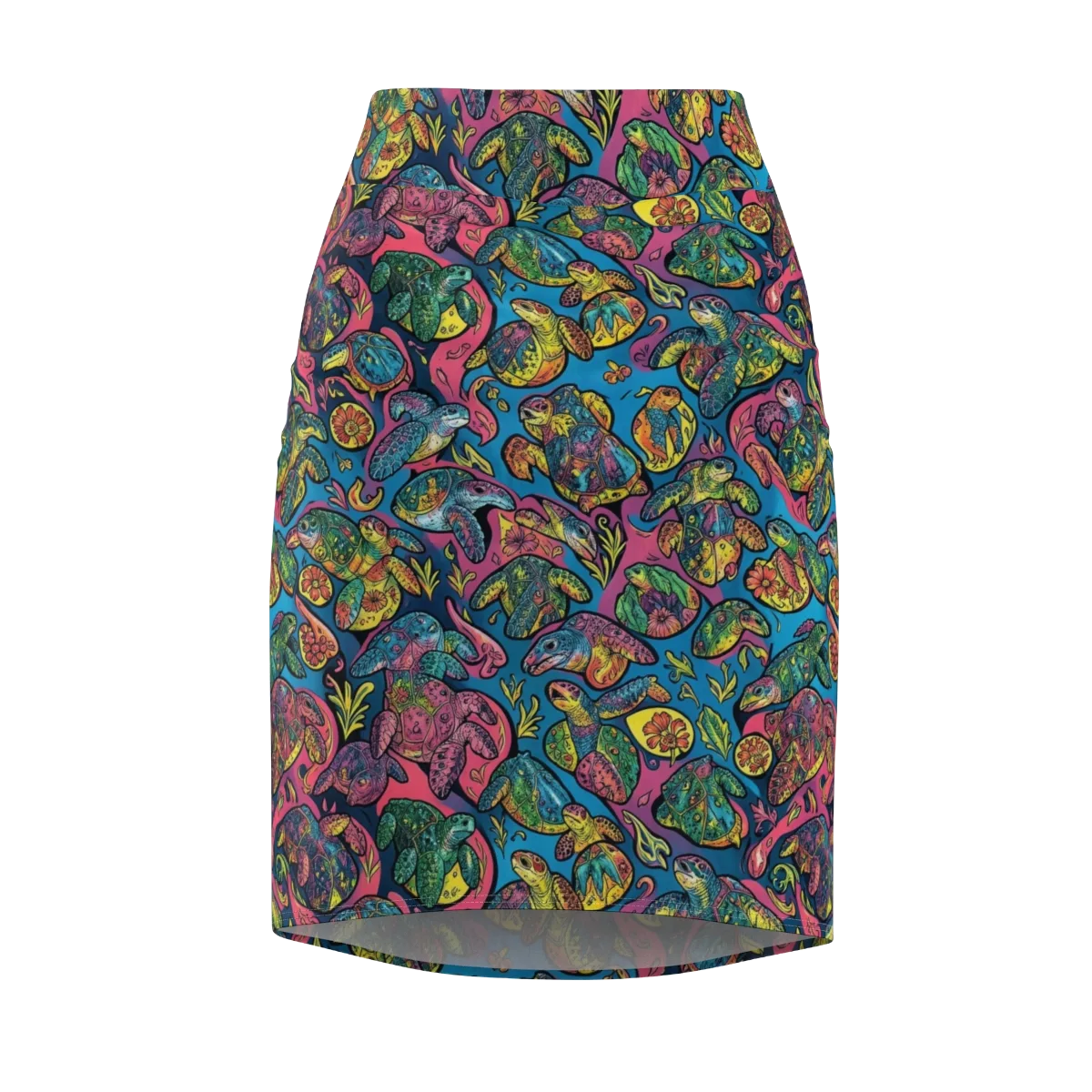 Coral Carousel on Pencil Skirt — Front
