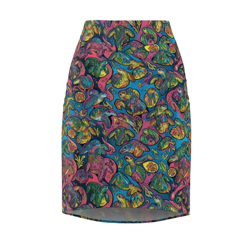 Coral Carousel on a Pencil Skirt
