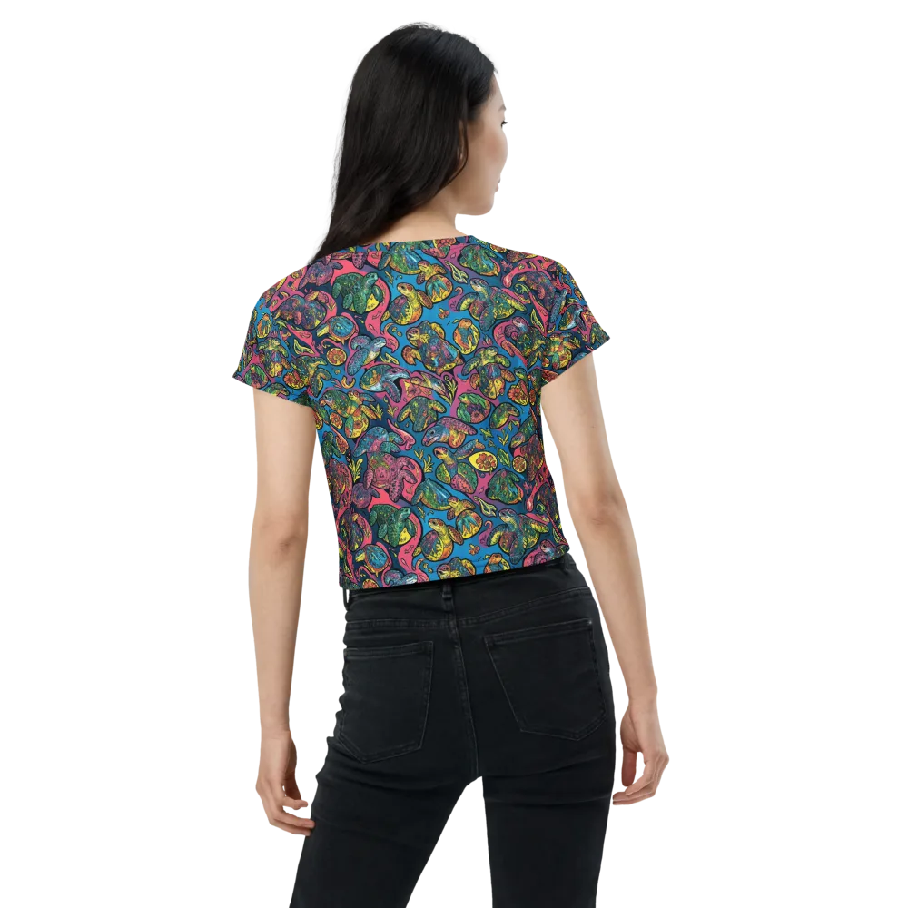 Coral Carousel on Crop Tee — Back