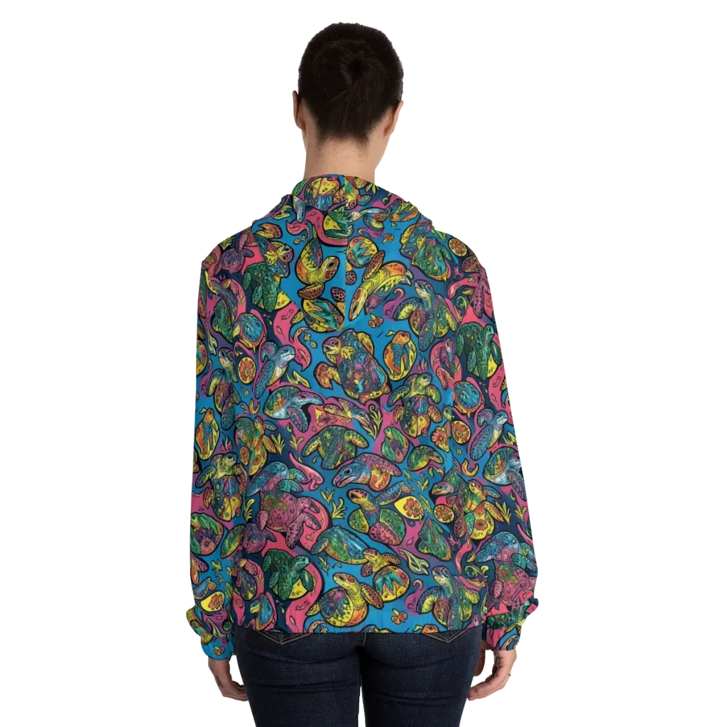 Coral Carousel on Women's Full-Zip Hoodie — Back On Person
