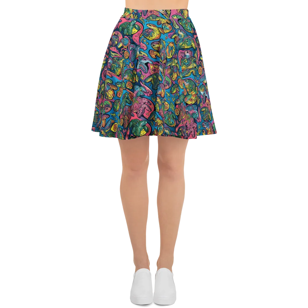 Coral Carousel on Skater Skirt — Front