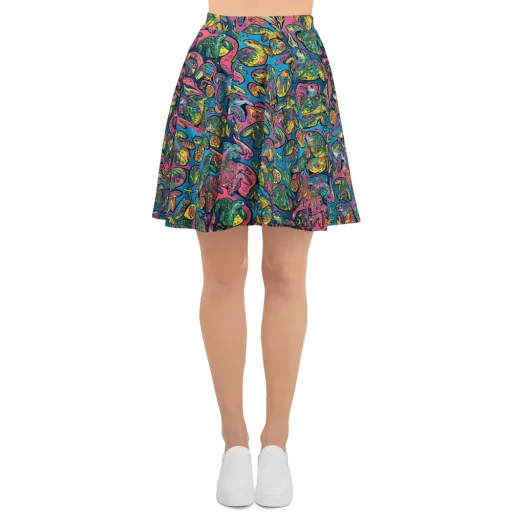 Coral Carousel on a Skater Skirt