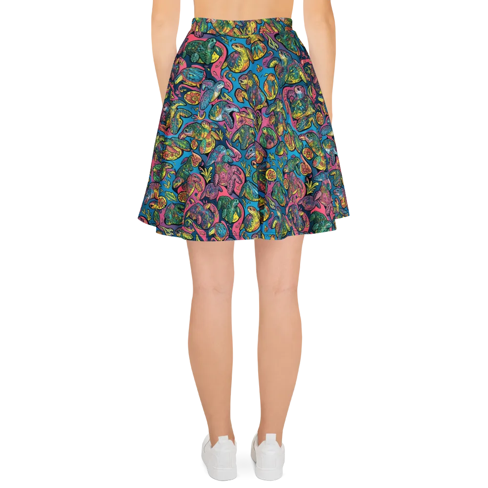 Coral Carousel on Skater Skirt — Back