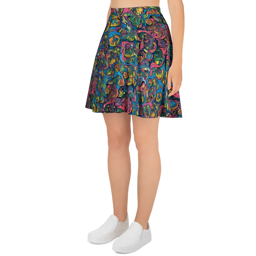 Coral Carousel on Skater Skirt — Left