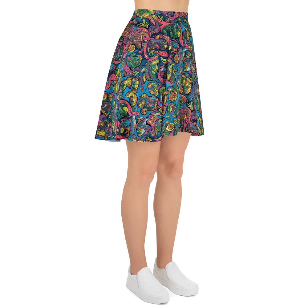 Coral Carousel on Skater Skirt — Right