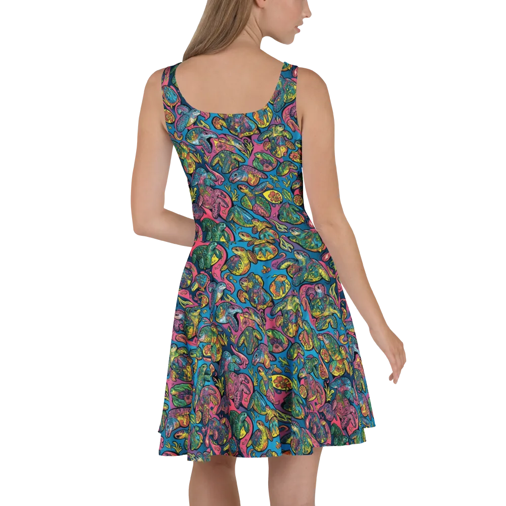 Coral Carousel on Skater Dress — Back