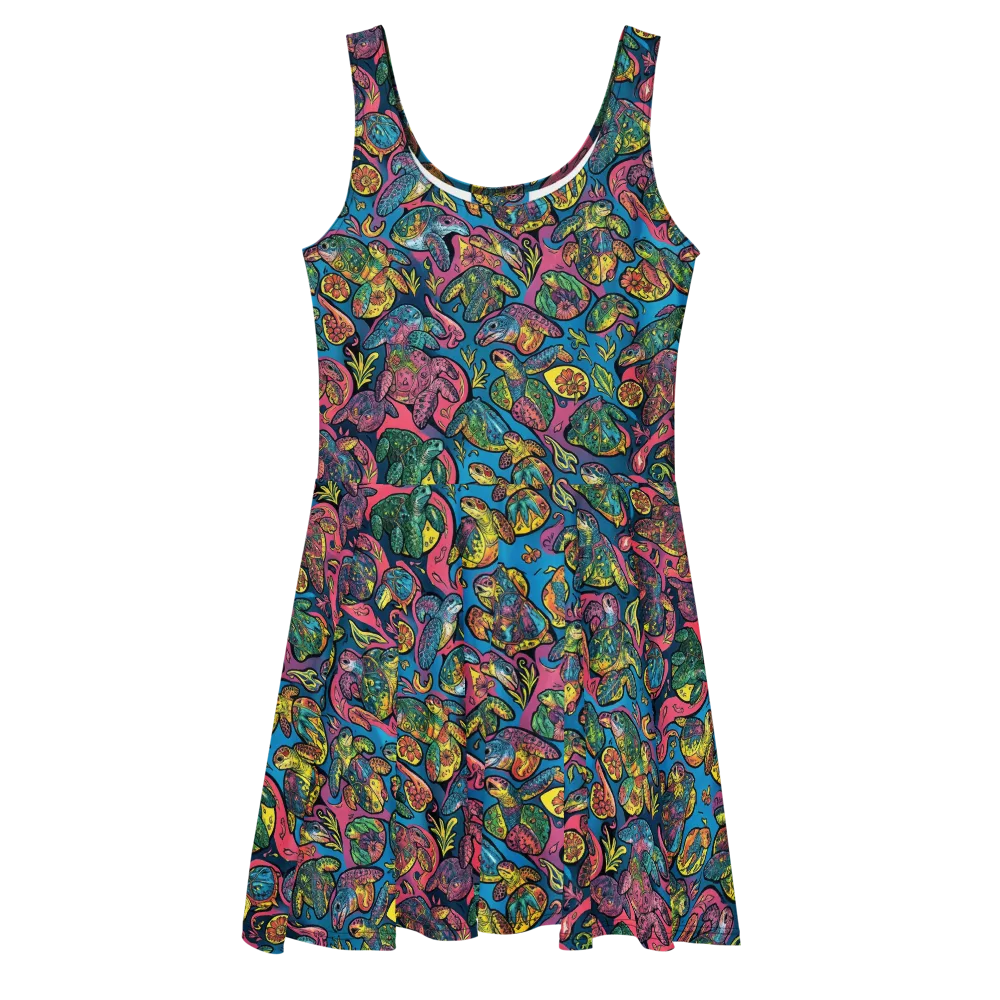 Coral Carousel on Skater Dress — Front