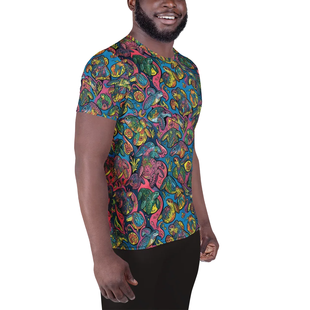 Coral Carousel on Men's Athletic T-Shirt — Right