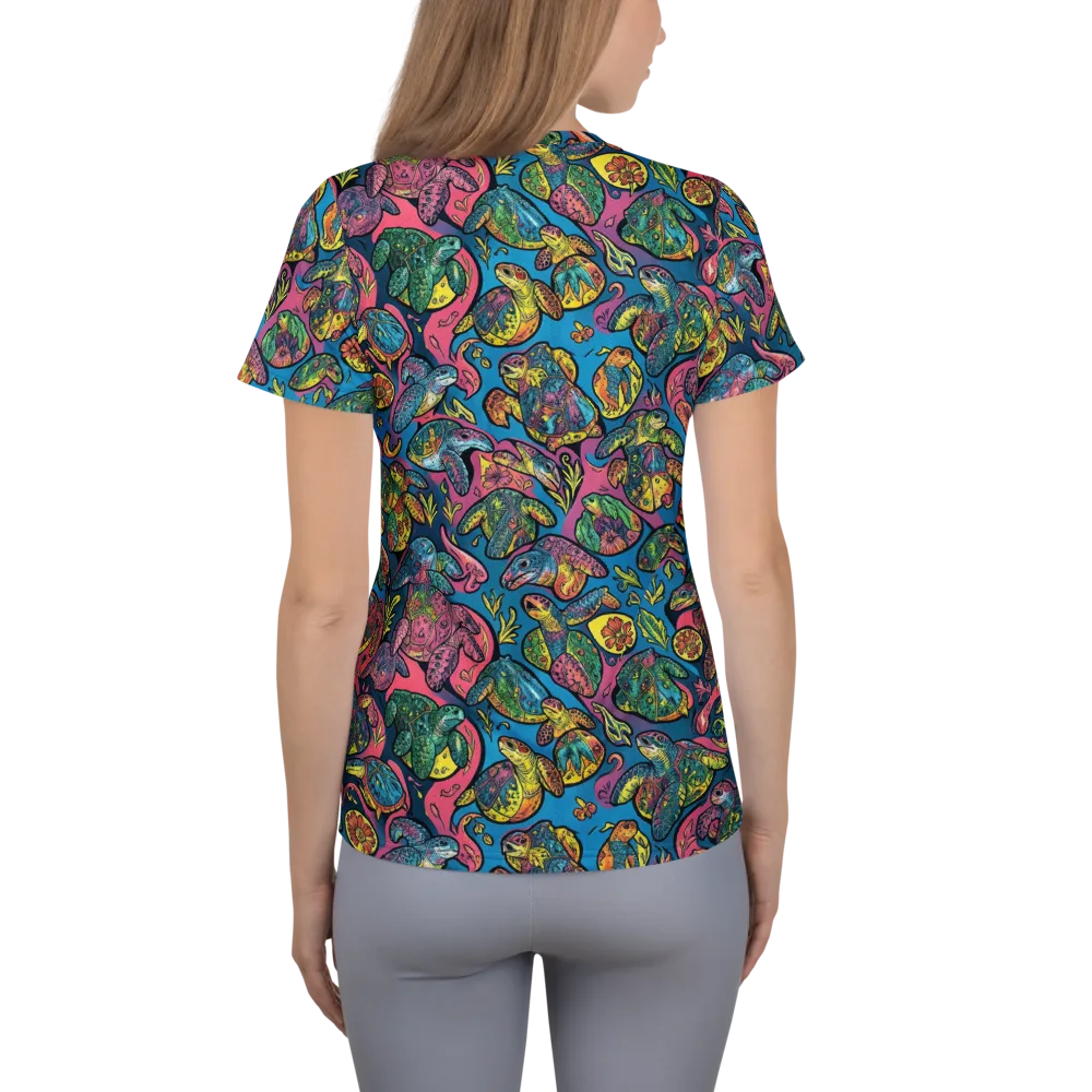 Coral Carousel on Women's Athletic T-Shirt — Back