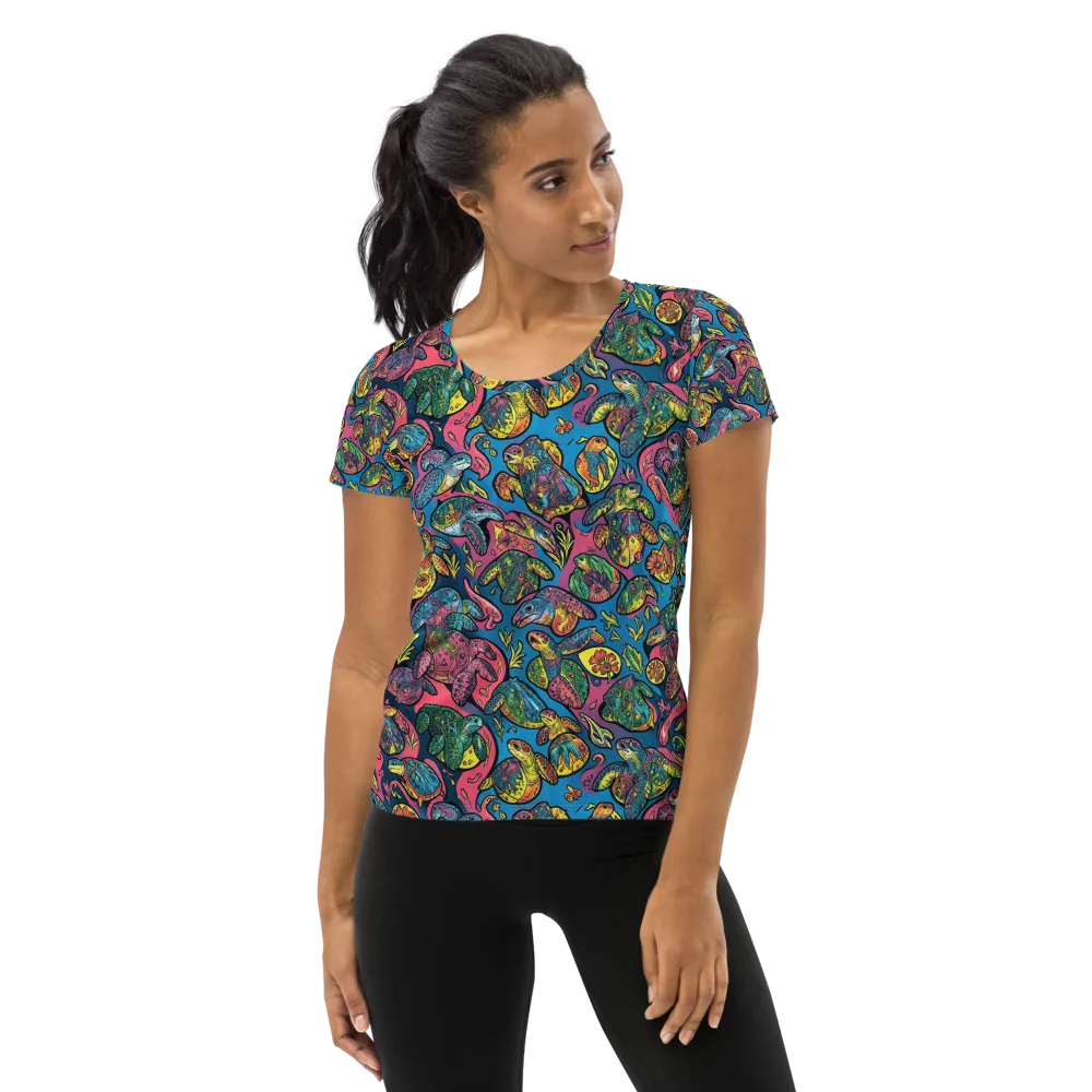Coral Carousel on Women's Athletic T-Shirt — Front