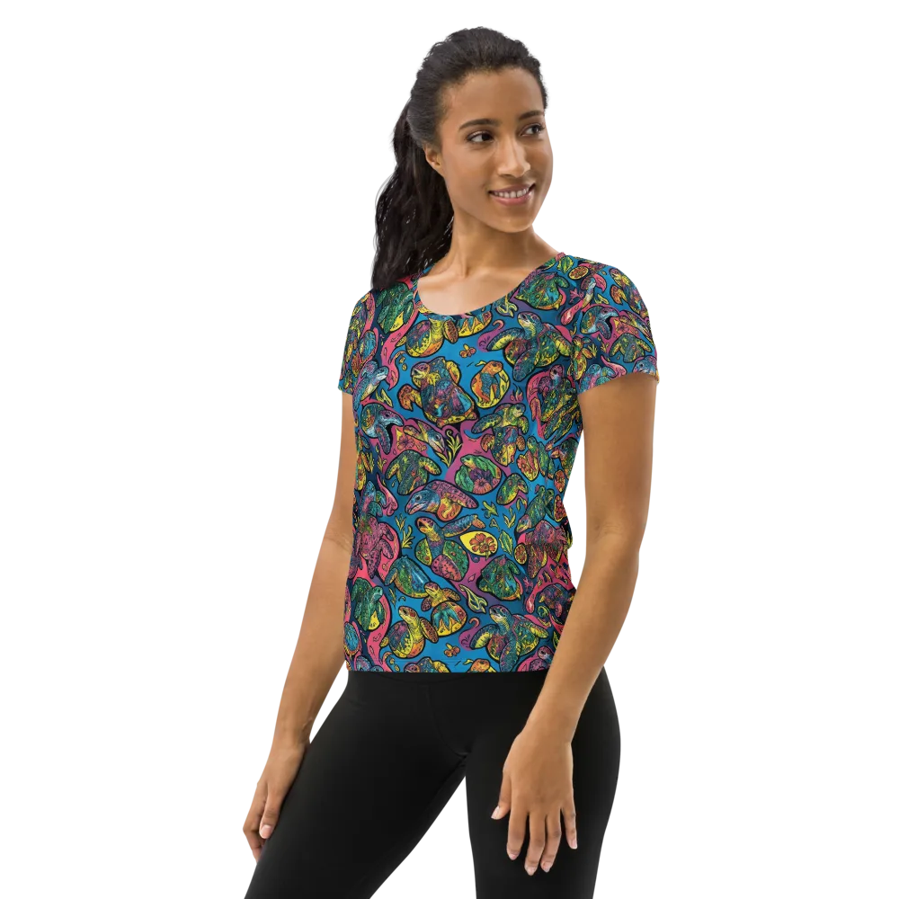 Coral Carousel on Women's Athletic T-Shirt — Left