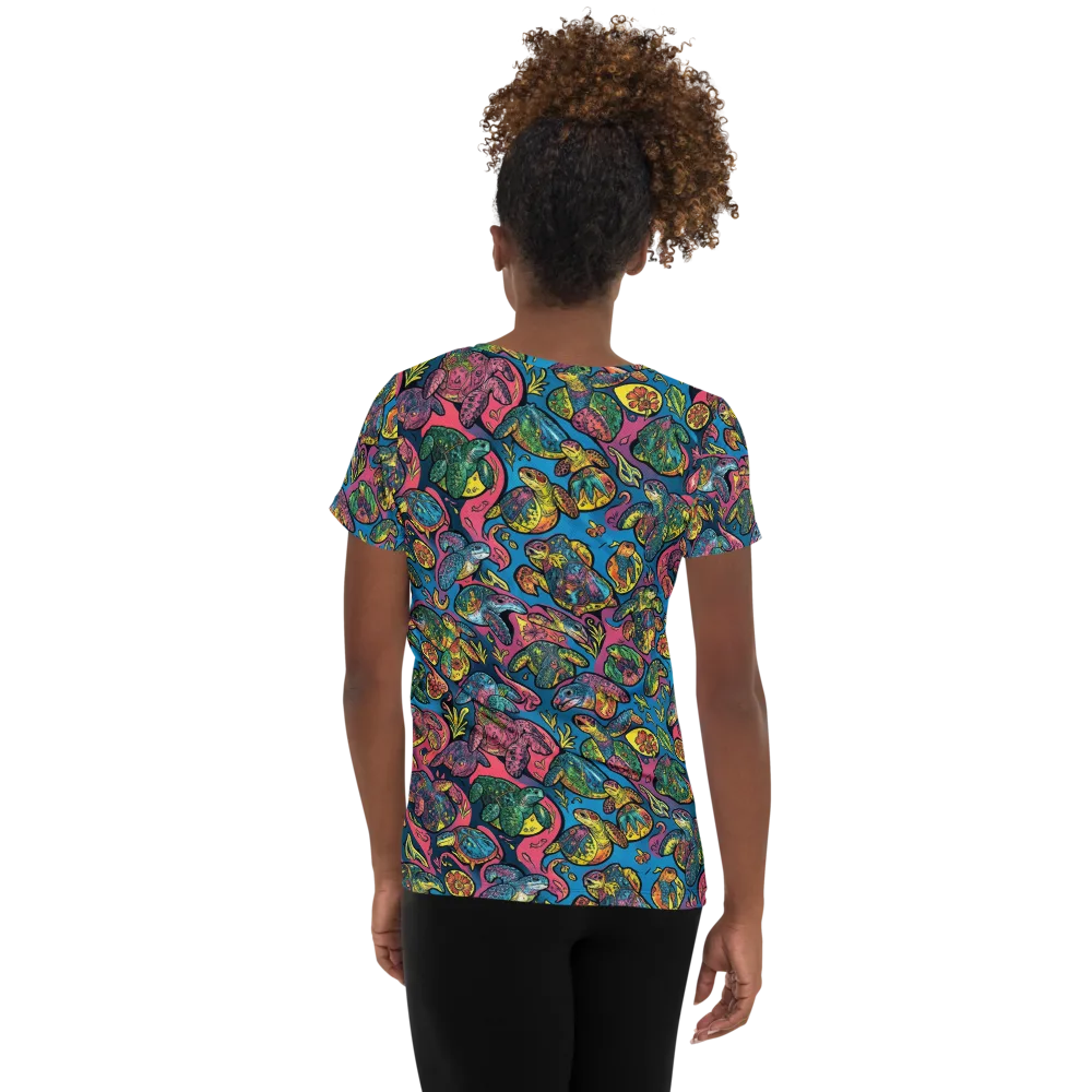 Coral Carousel on Women's Athletic T-Shirt — Back