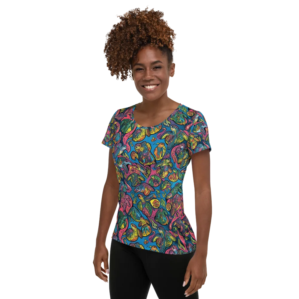 Coral Carousel on Women's Athletic T-Shirt — Left
