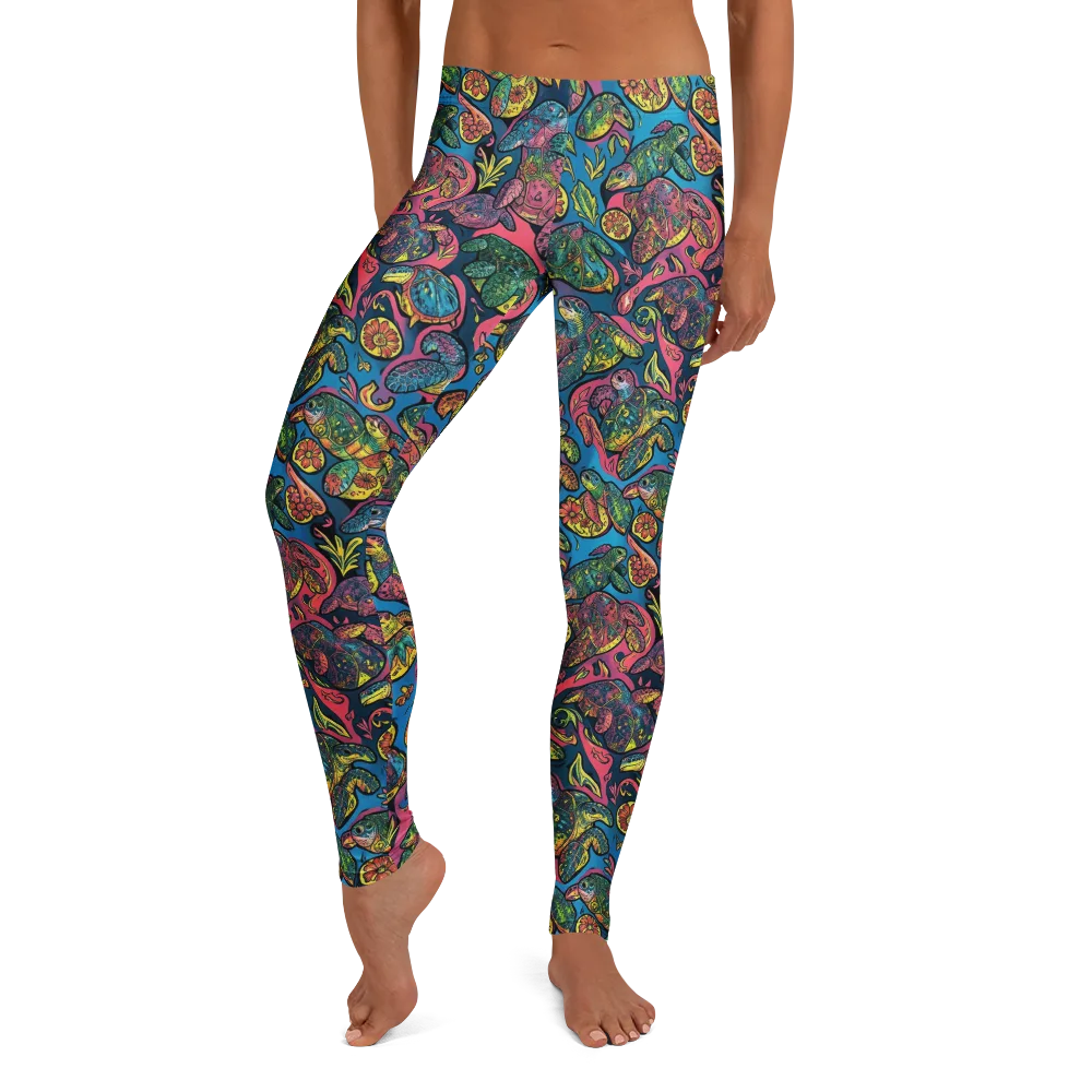 Coral Carousel on Leggings — Front