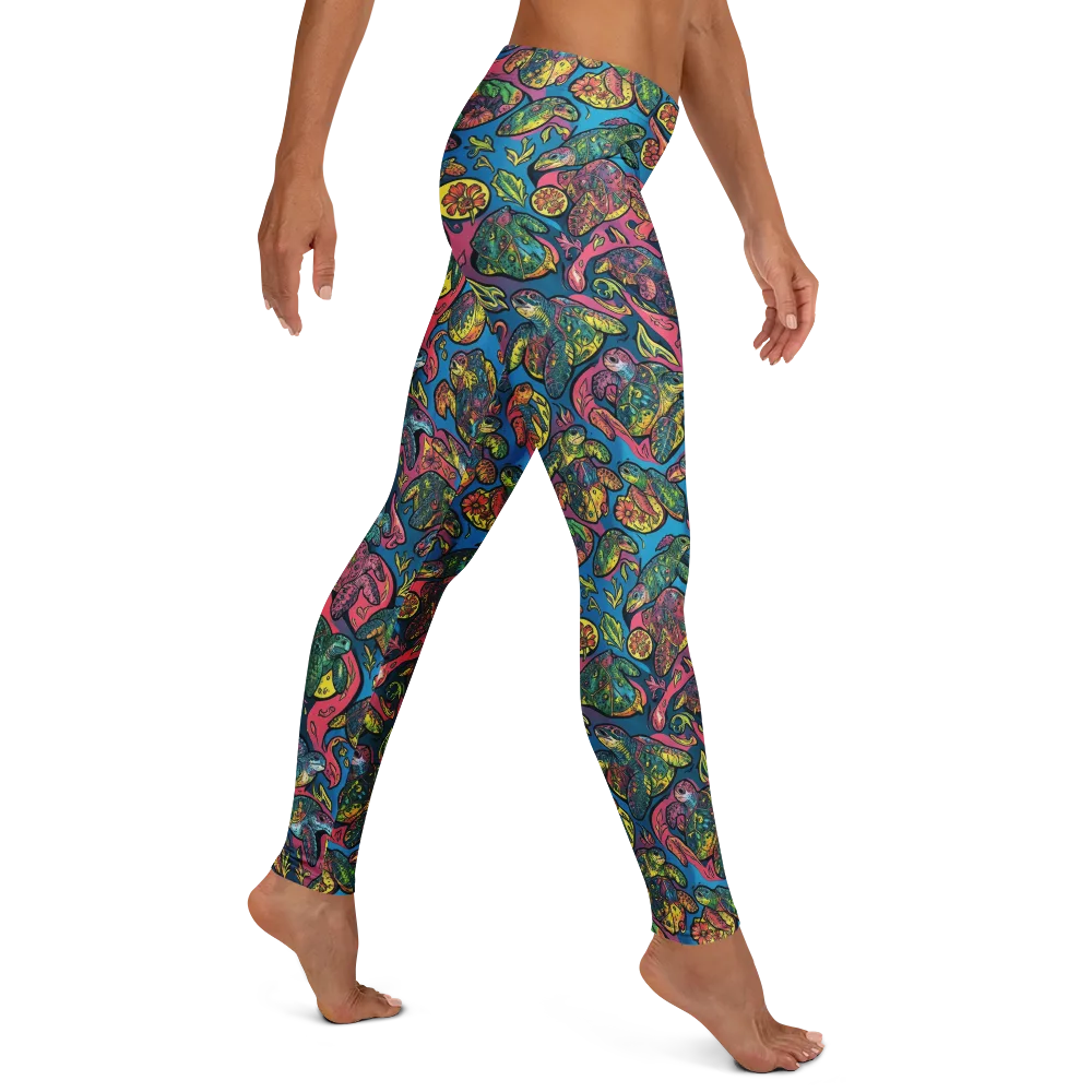 Coral Carousel on Leggings — Right