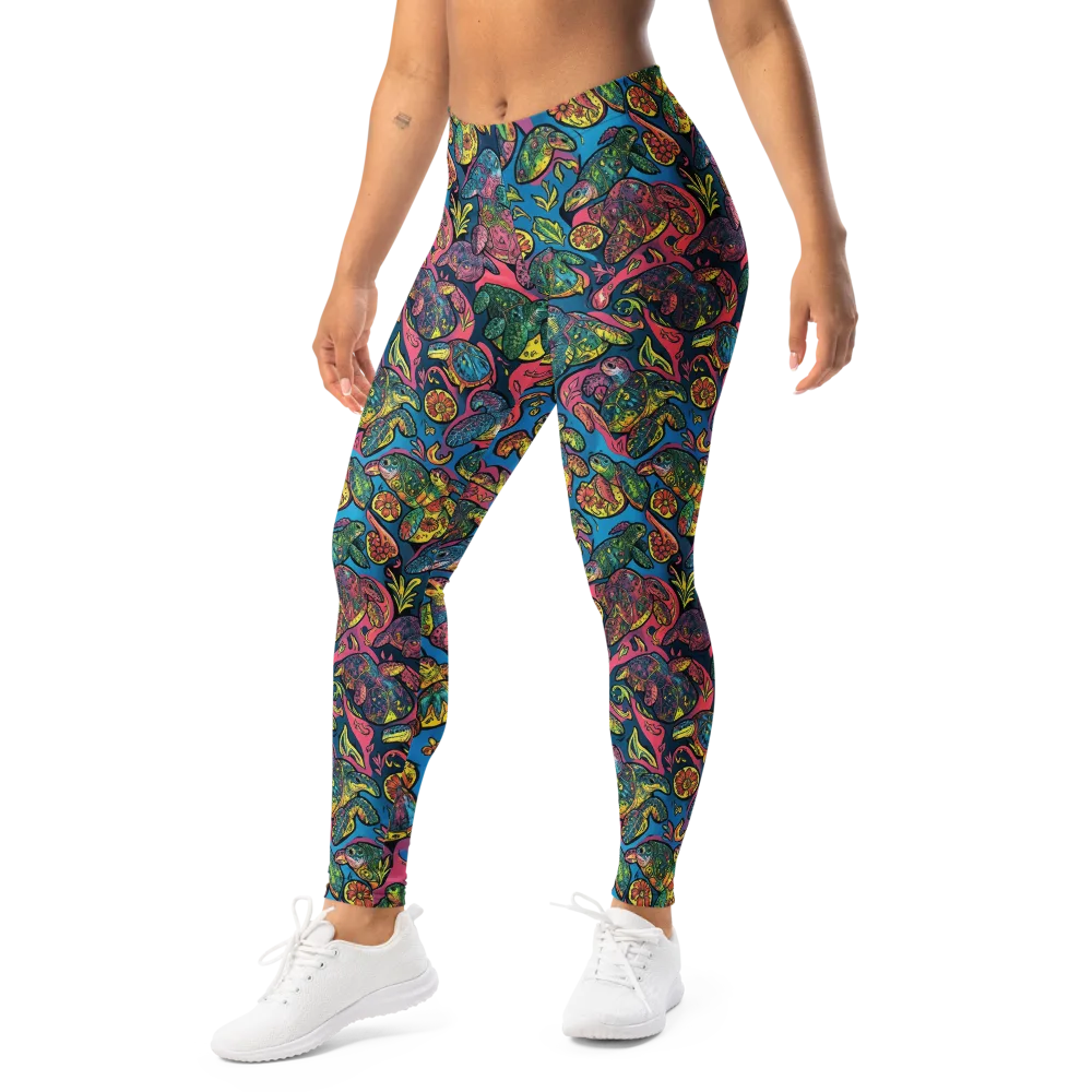 Coral Carousel on Leggings — Left Front