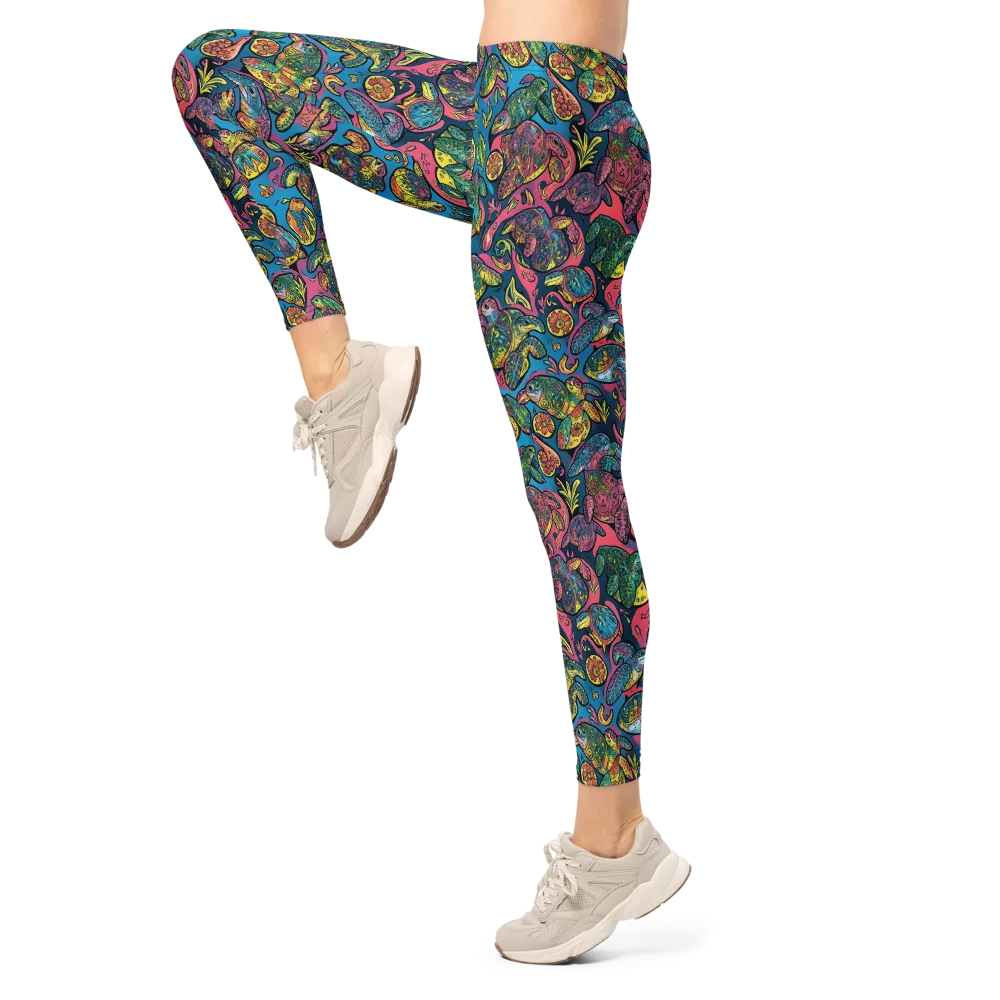 Coral Carousel on Leggings — Left