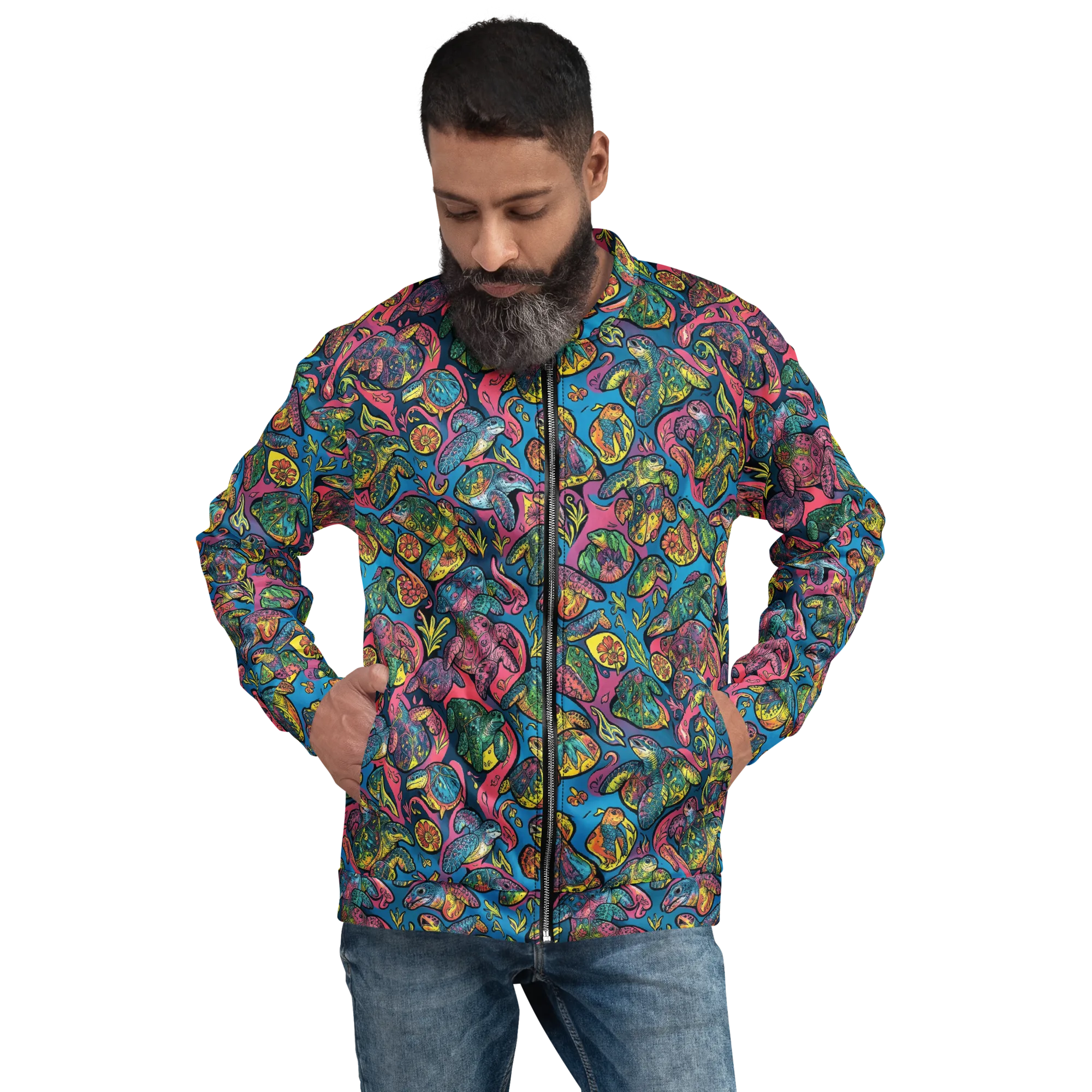 Coral Carousel on Bomber Jacket — Front