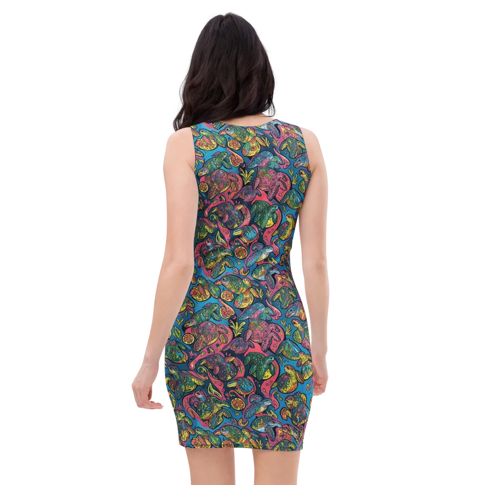 Coral Carousel on Bodycon Dress — Back