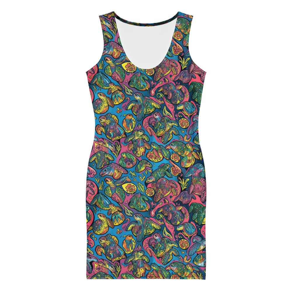 Coral Carousel on Bodycon Dress — Front