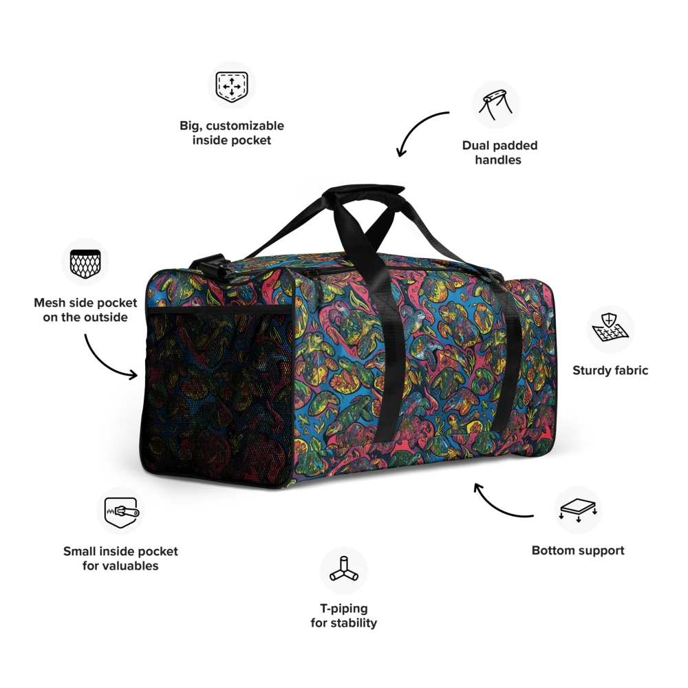Coral Carousel on Duffle Bag — Right Front