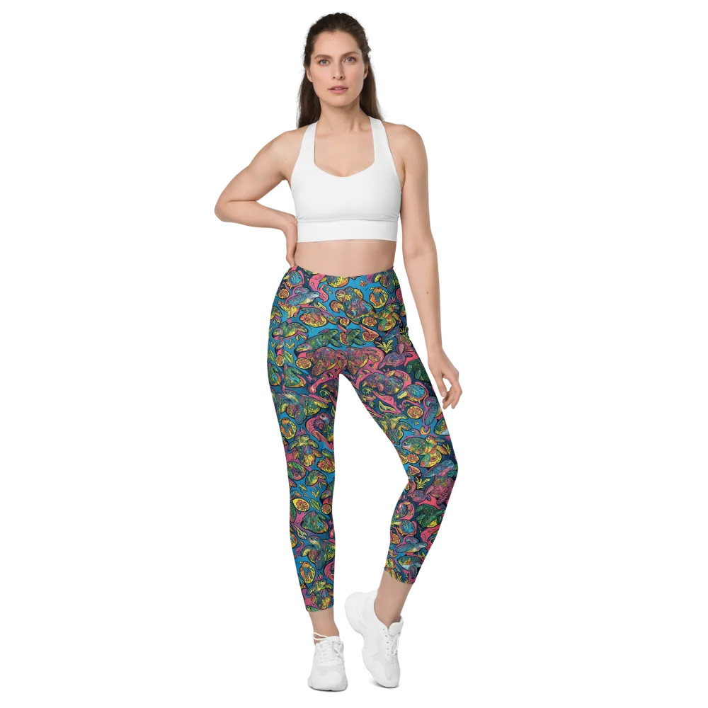 Coral Carousel on Leggings with Pockets — Front