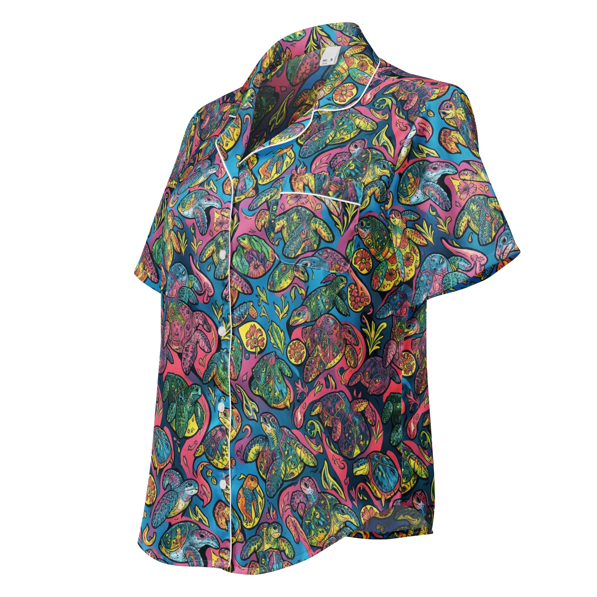 Coral Carousel on Women's Short Sleeve Pajama Top — Left Front