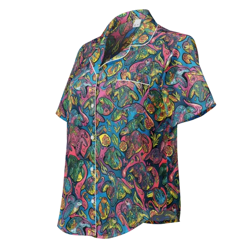 Coral Carousel on a Women's Short Sleeve Pajama Top