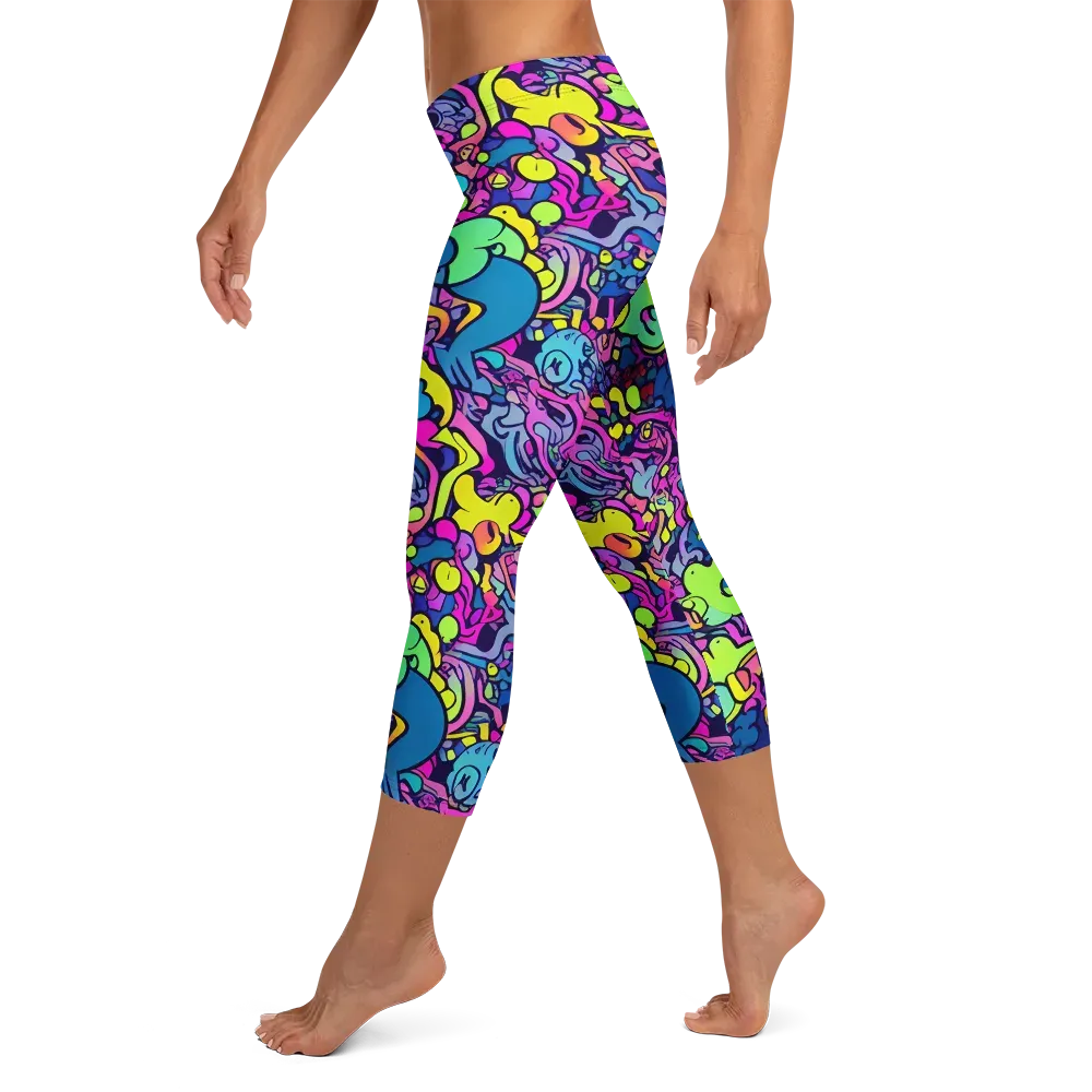 Electric Oddity on Capri Leggings — Left
