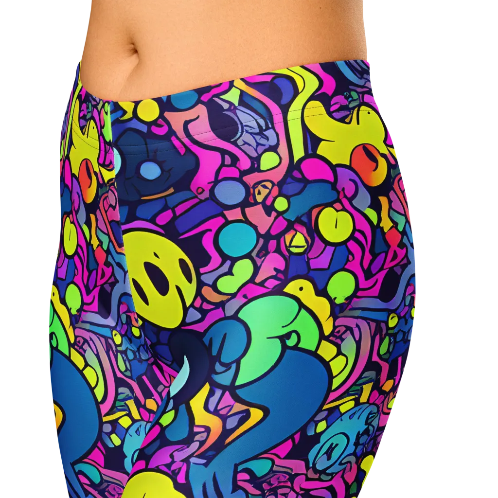 Electric Oddity on Capri Leggings — Zoomed-in
