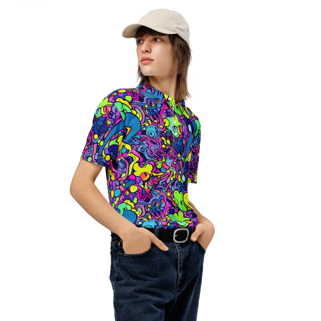 Electric Oddity on Men's Slim Fit Polo Shirt — Right Front