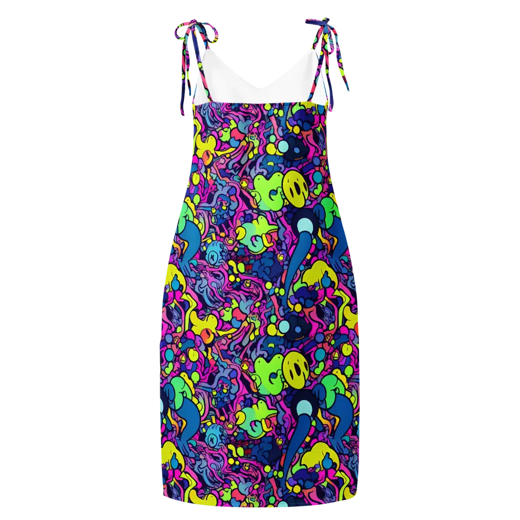 Electric Oddity on Slip Dress — Back