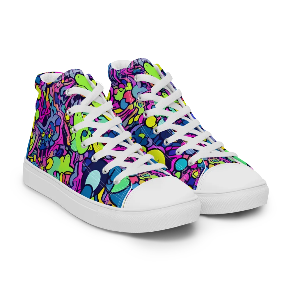 Electric Oddity on Men's High Top Canvas Shoes — Right Front