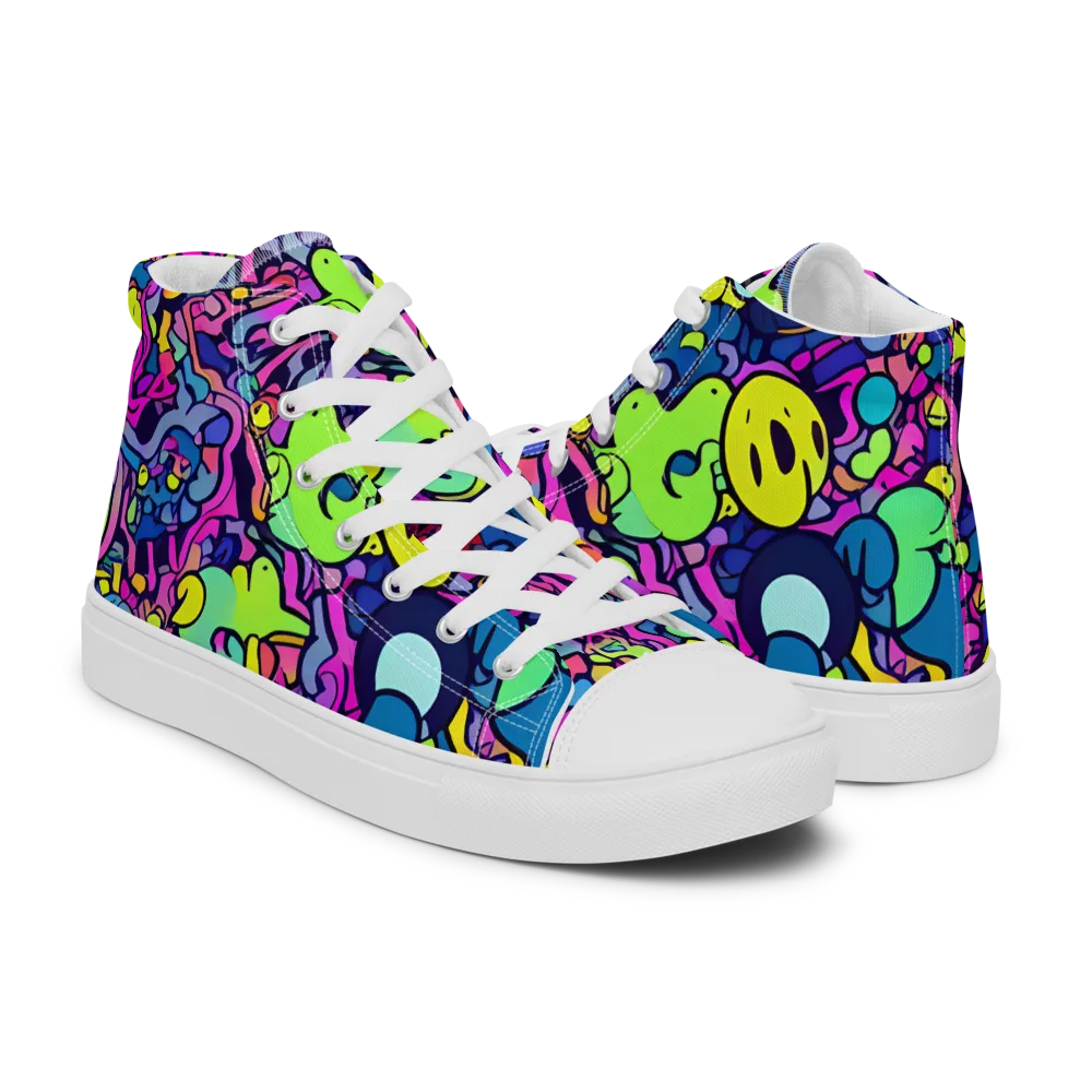 Electric Oddity on Men's High Top Canvas Shoes — Right
