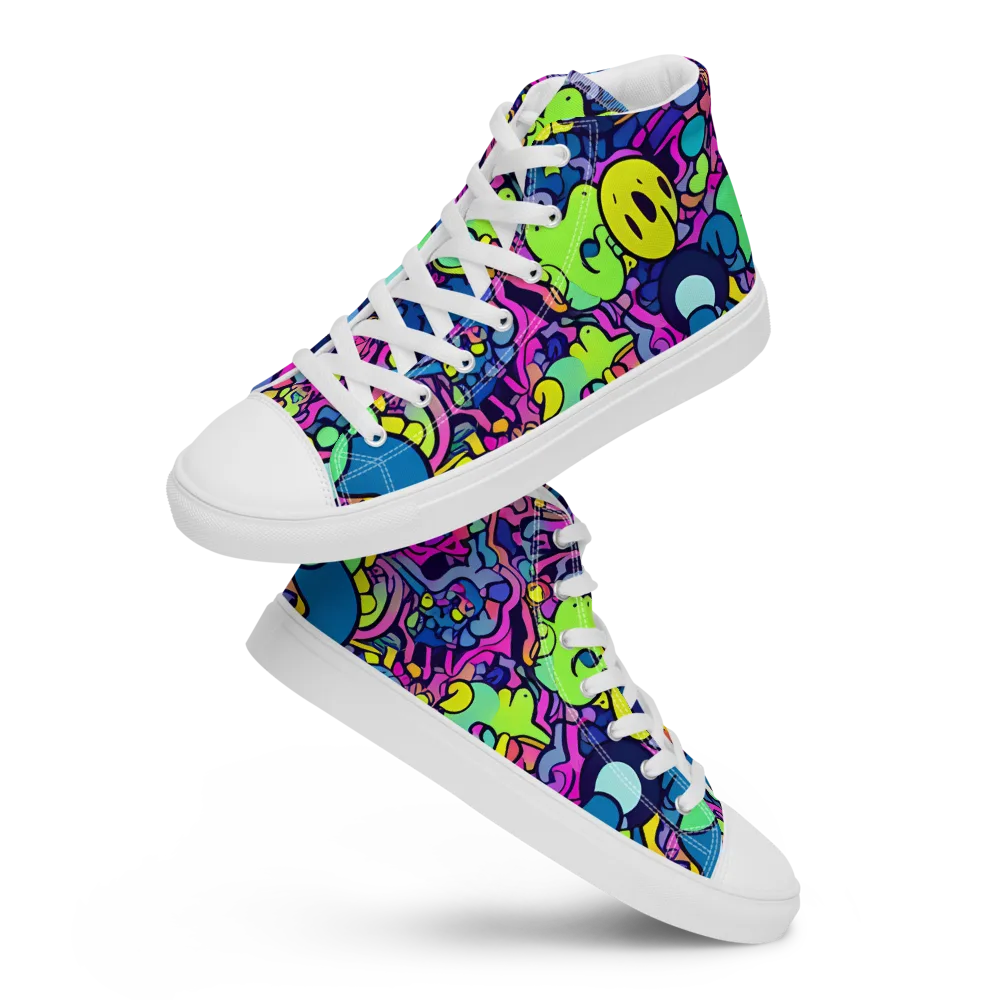 Electric Oddity on Men's High Top Canvas Shoes — Front