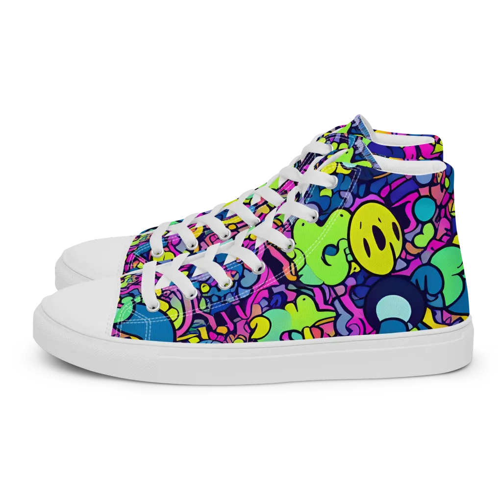 Electric Oddity on Women's High Top Canvas Shoes — Left