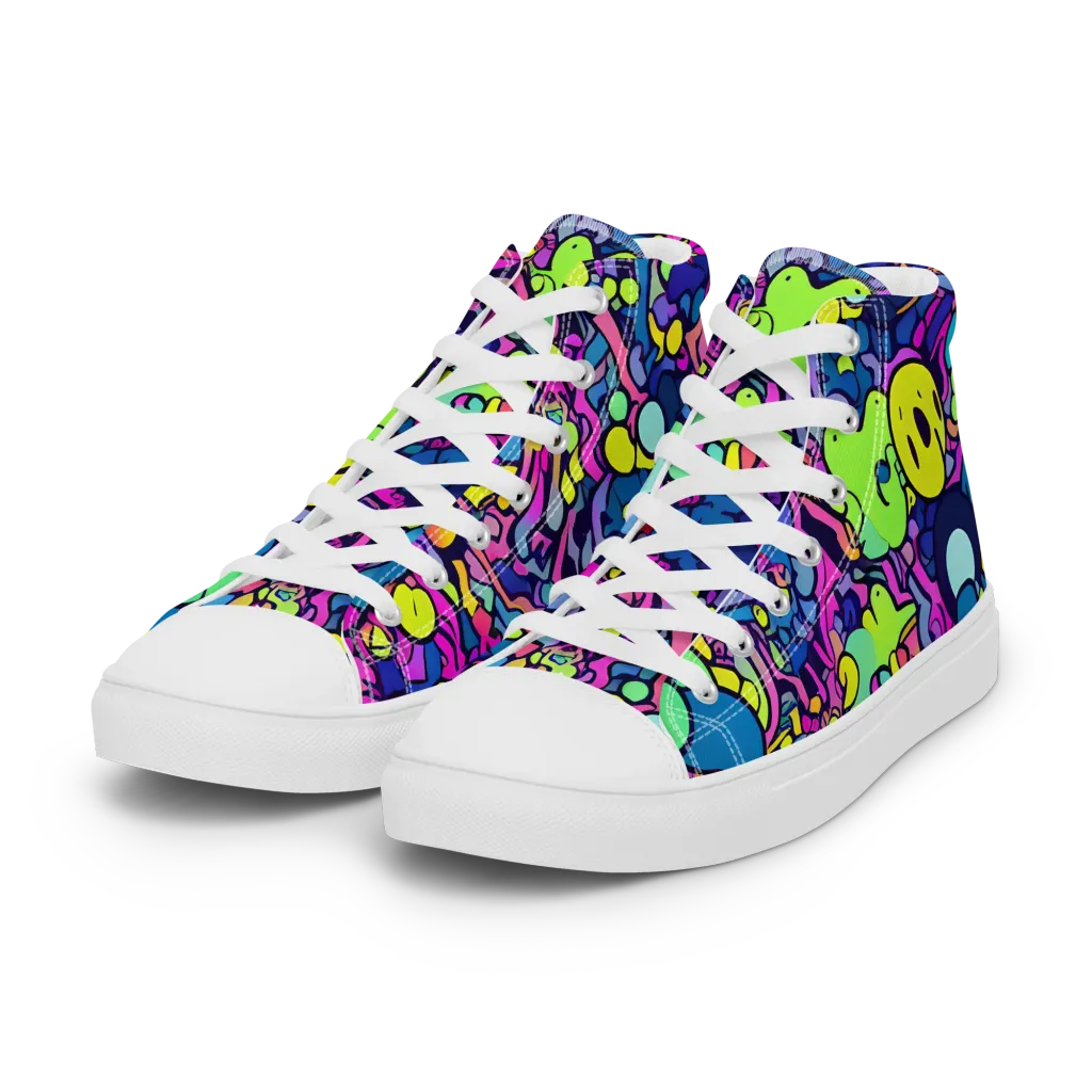 Electric Oddity on Women's High Top Canvas Shoes — Left Front