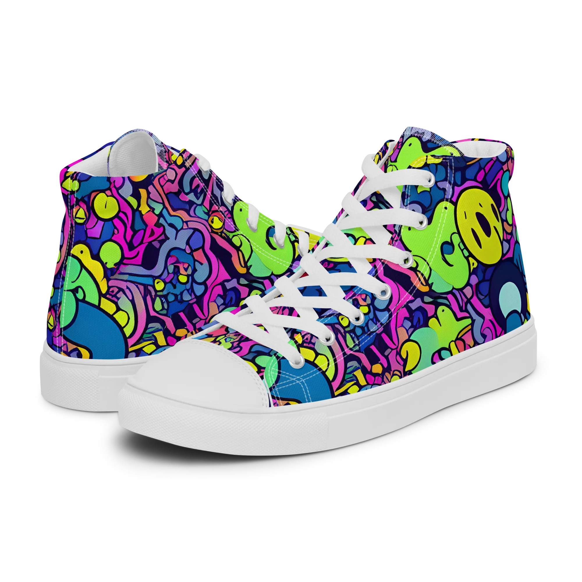 Electric Oddity on Women's High Top Canvas Shoes — Left