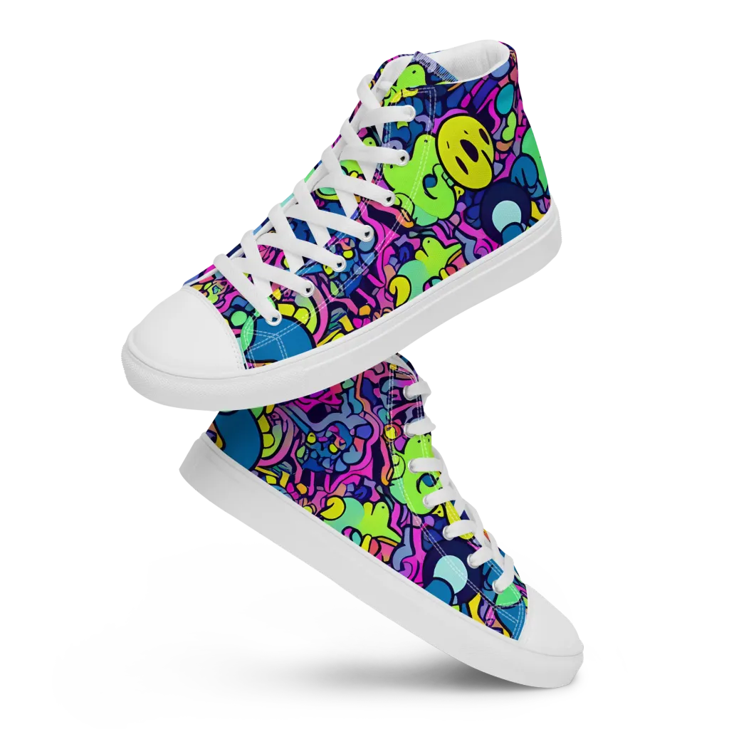 Electric Oddity on Women's High Top Canvas Shoes — Front