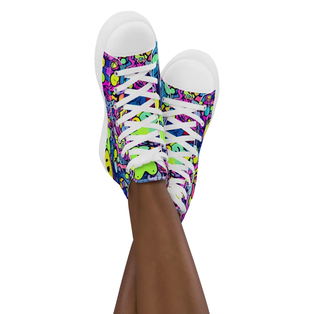 Electric Oddity on Women's High Top Canvas Shoes — Front