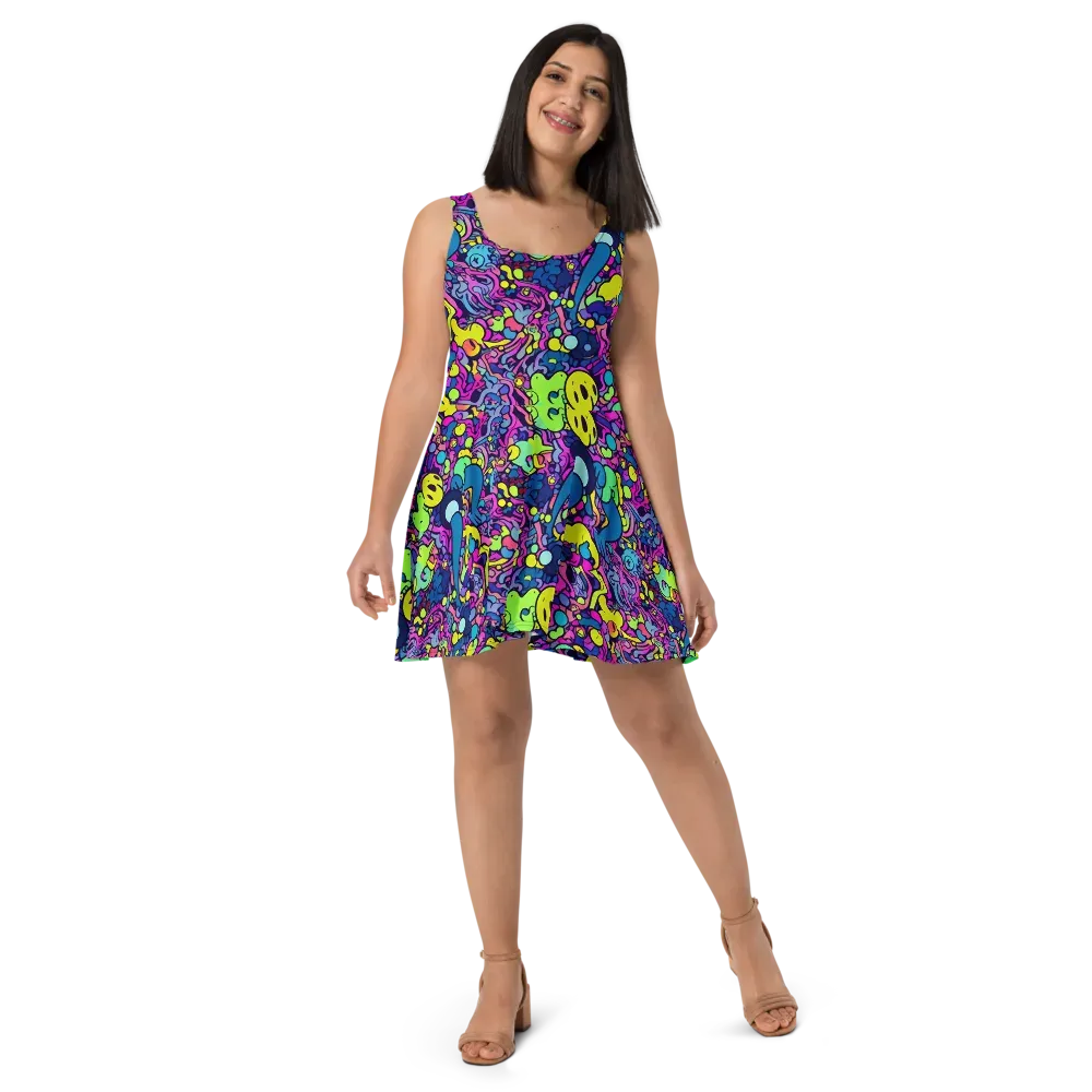 Electric Oddity on Skater Dress — Front