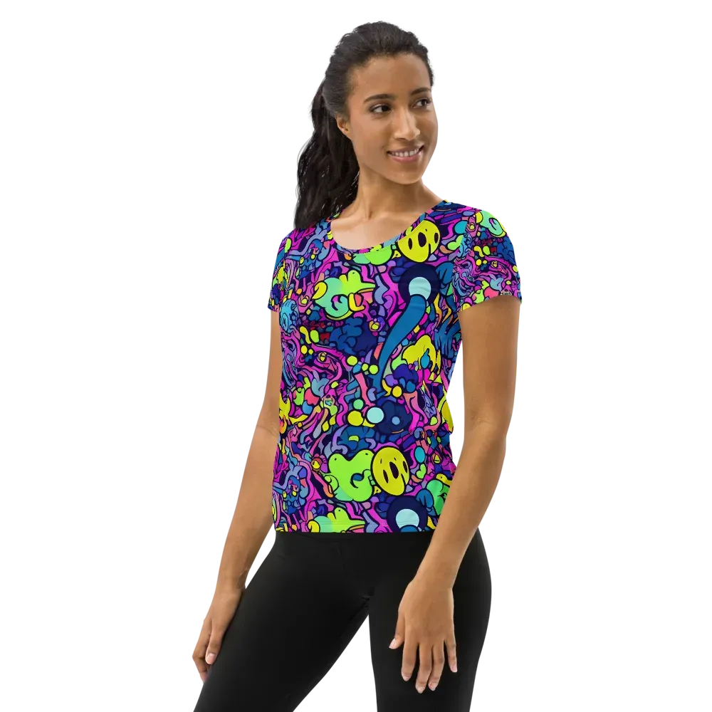 Electric Oddity on Women's Athletic T-Shirt — Left