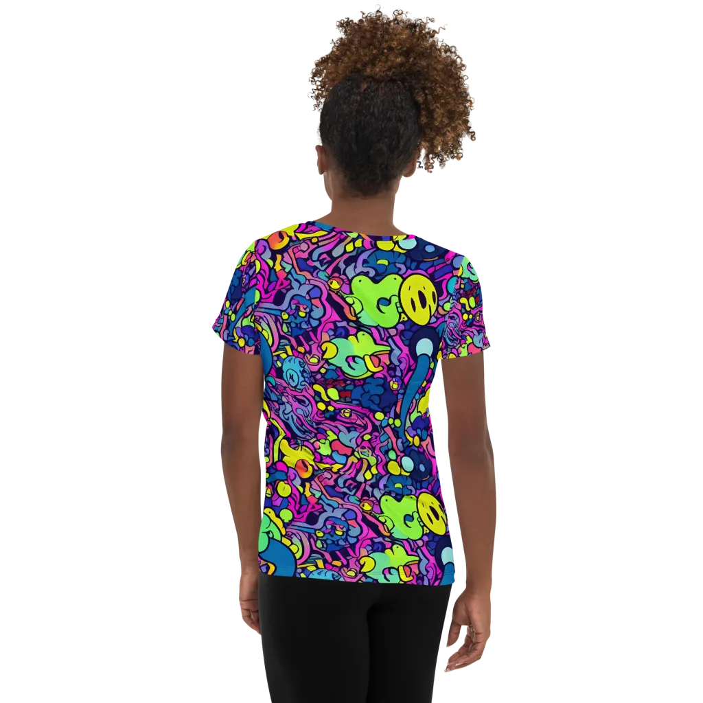 Electric Oddity on Women's Athletic T-Shirt — Back